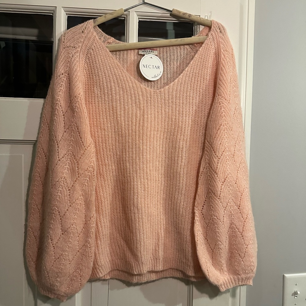 Blush Detailed Sleeve Sweater light pink